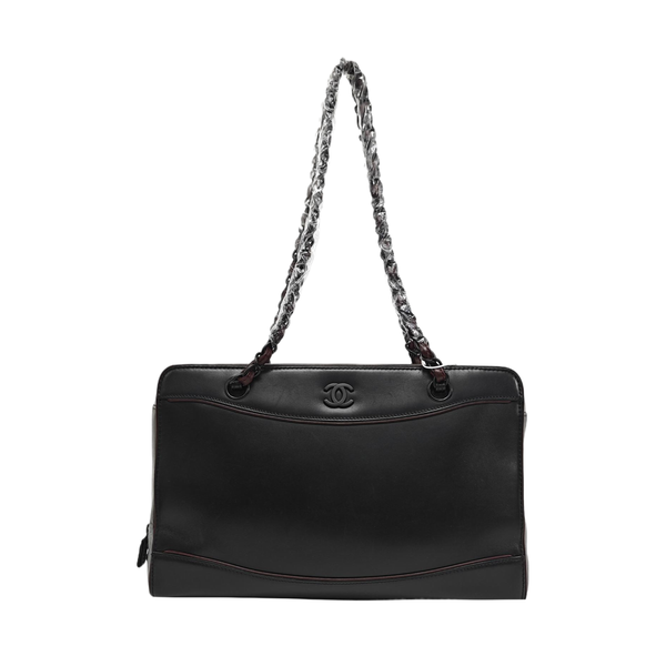 Calfskin Top Handle Bag Black