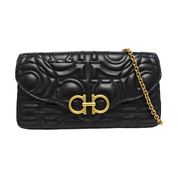 Gancini Quilted Calfskin Black