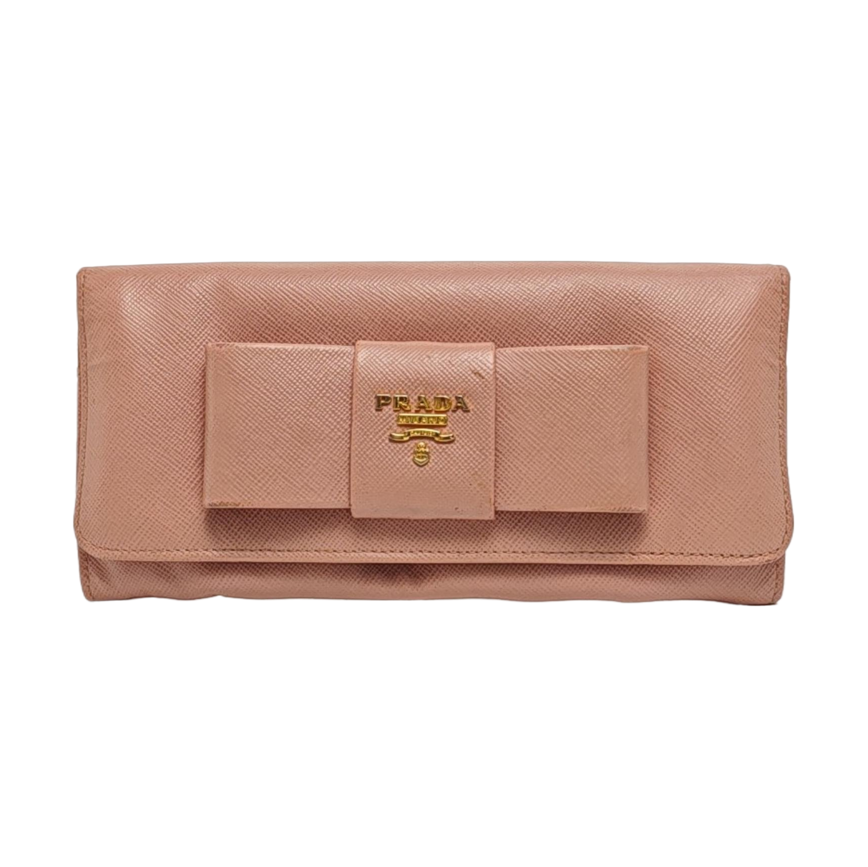 Fiocco Bow Saffiano Calfskin Pink Wallet