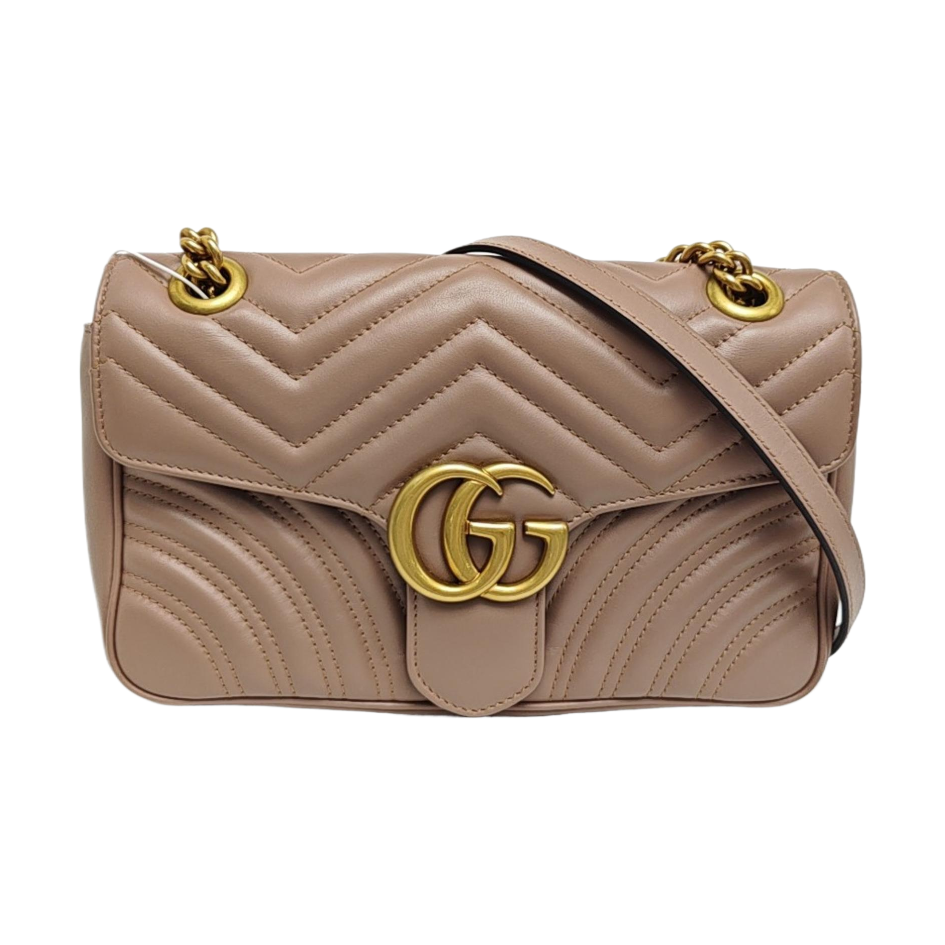 GG Marmont Medium Quilted Calfskin Beige