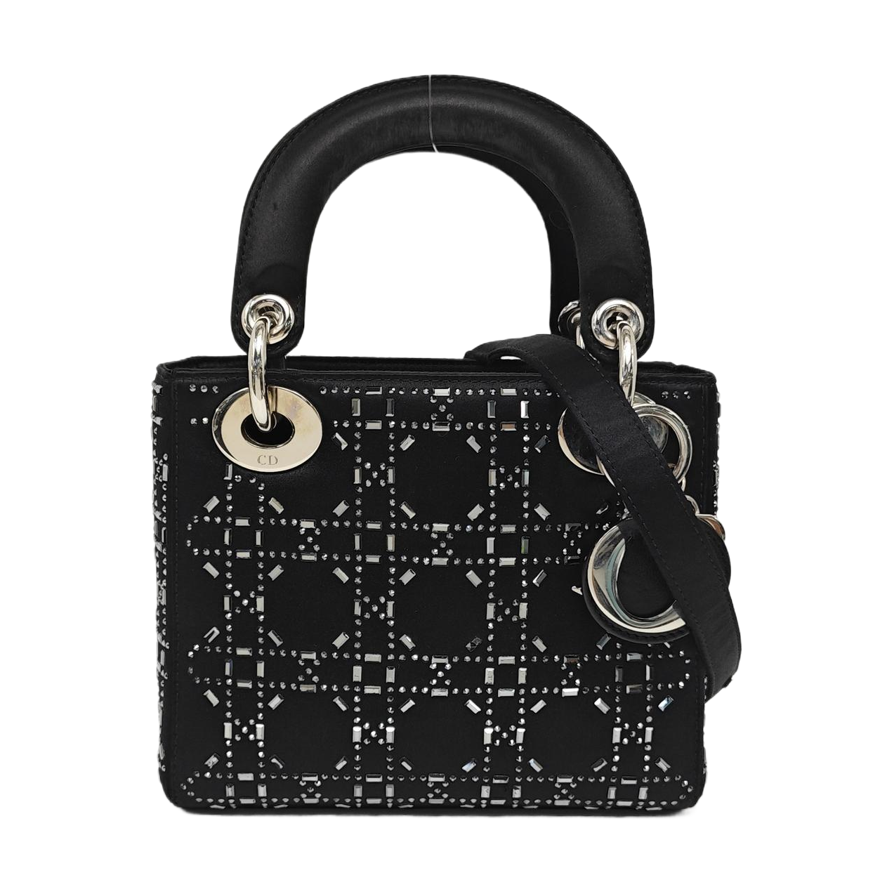 Lady Dior Mini Cannage Silk Satin Black
