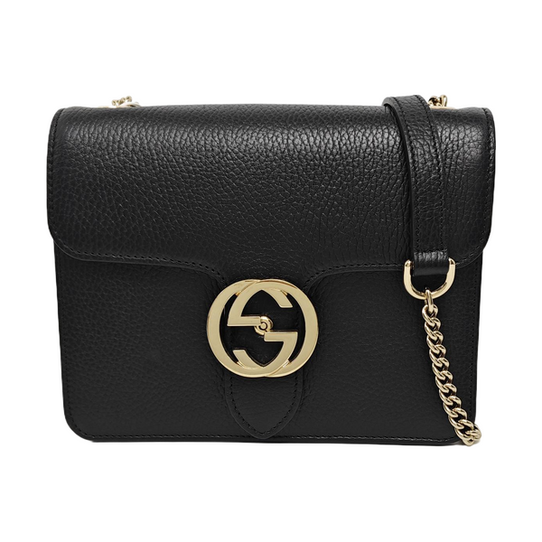 Interlocking G Small Calfskin Black