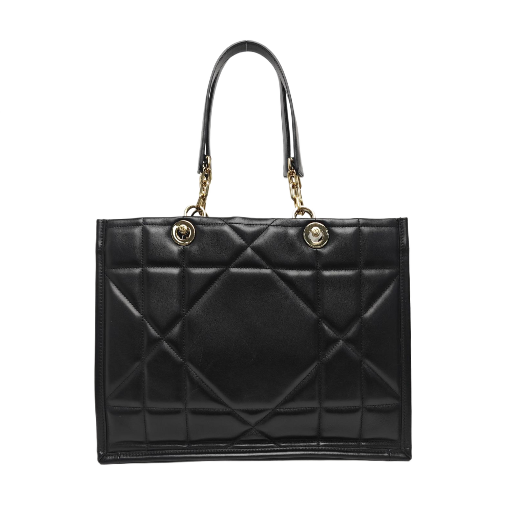 Cannage Calfskin Tote Bag Medium Black