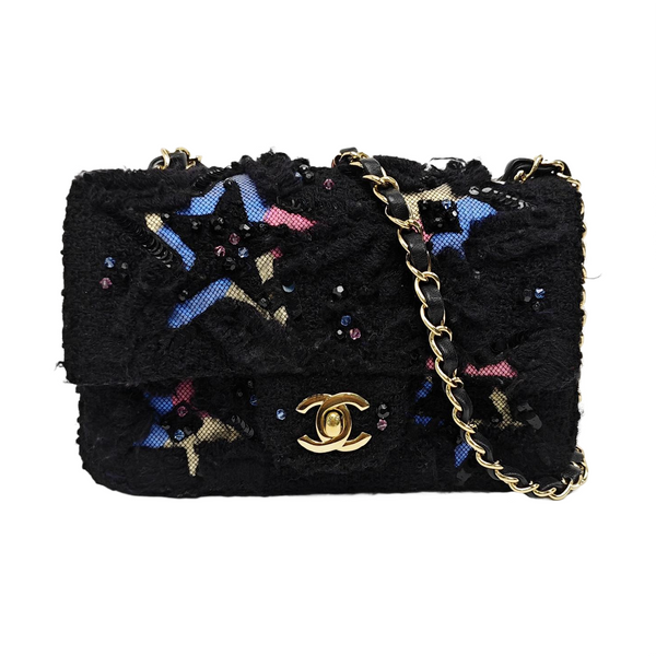 CLASSIC FLAP Mini Quilted Fabric Black