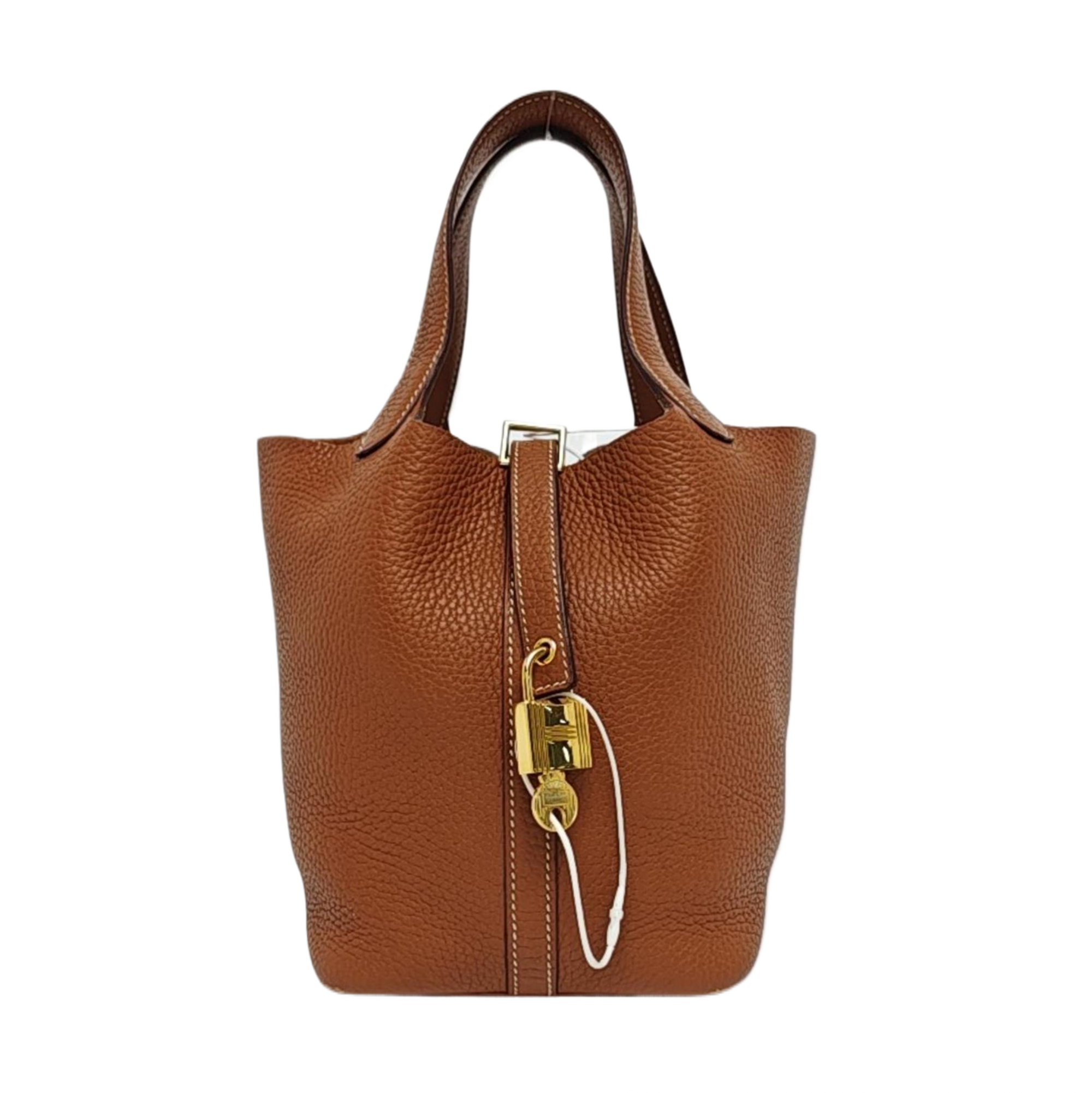 Authenticated pre-owned  Picotin Lock 18 Clemence Brown - Bucket Bag at Looply