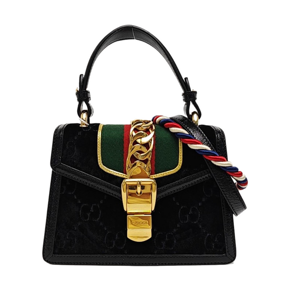 Sylvie Mini Monogram Velvet Black