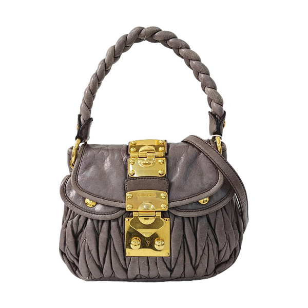 Miu Coffer Quilted Lambskin Gray