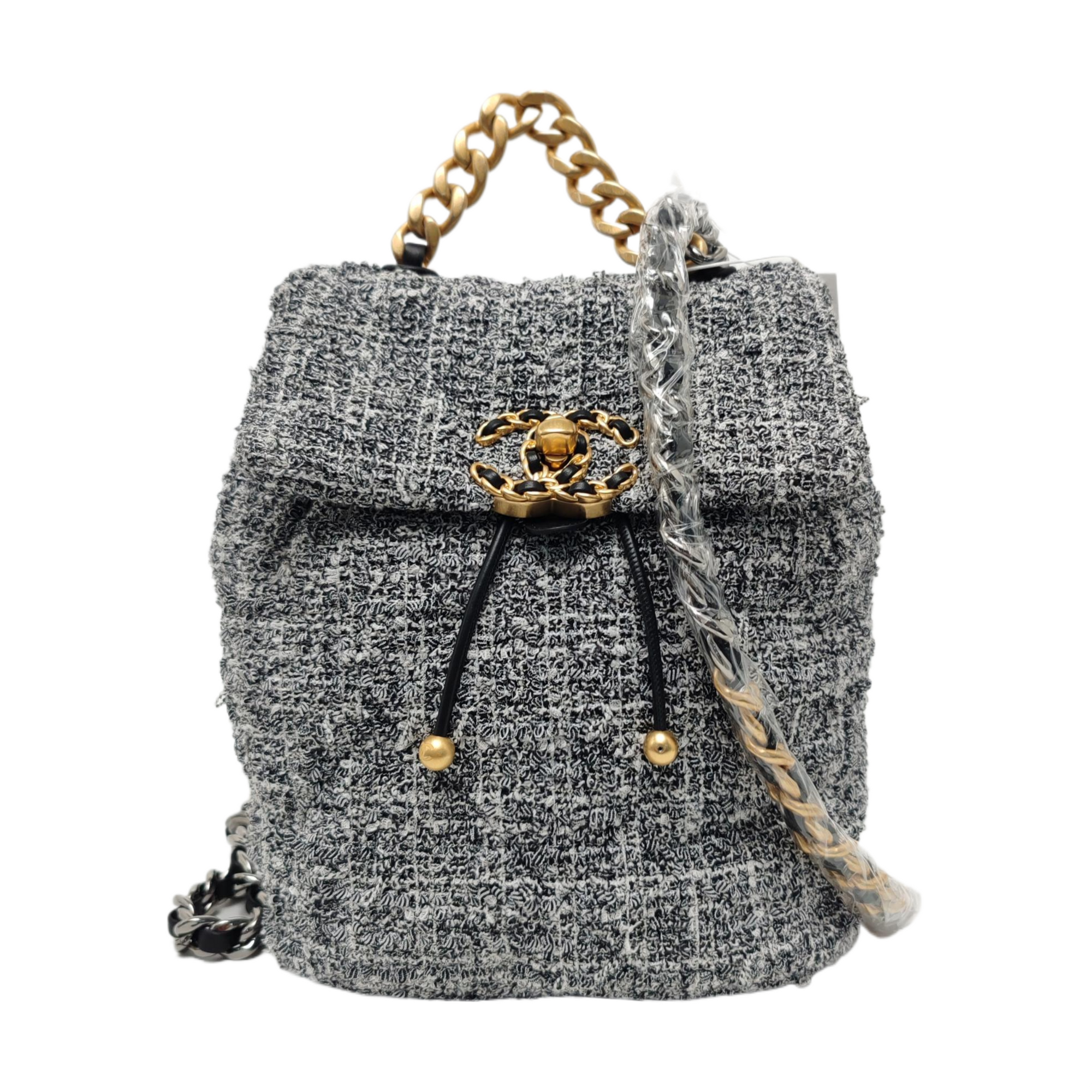 CHANEL 19 Small Wool Gray