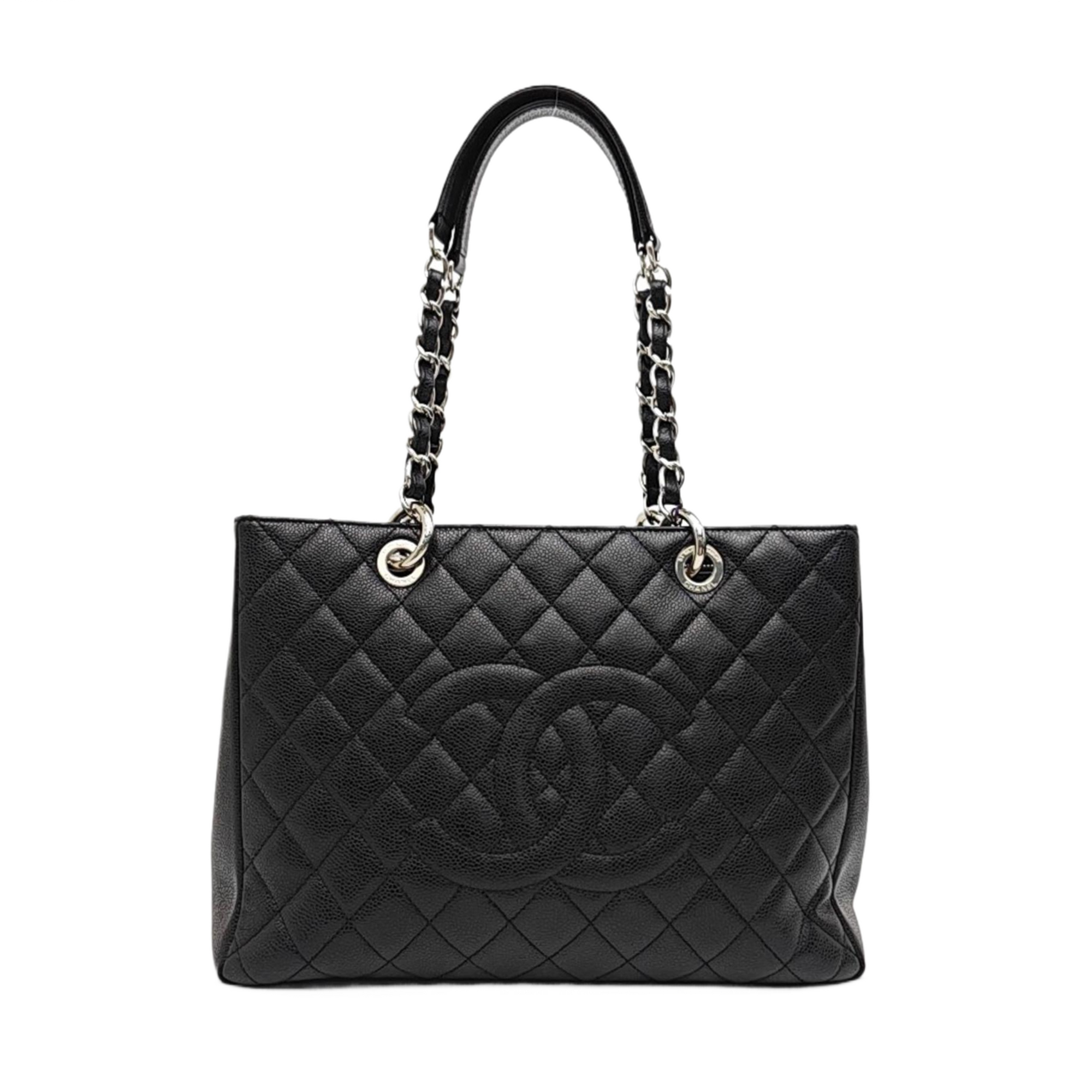 CHANEL GST Large Quilted Grained Calfskin Brown