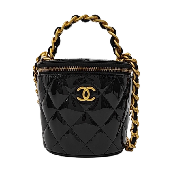 VANITY CASE Mini Quilted Patent Calfskin Black