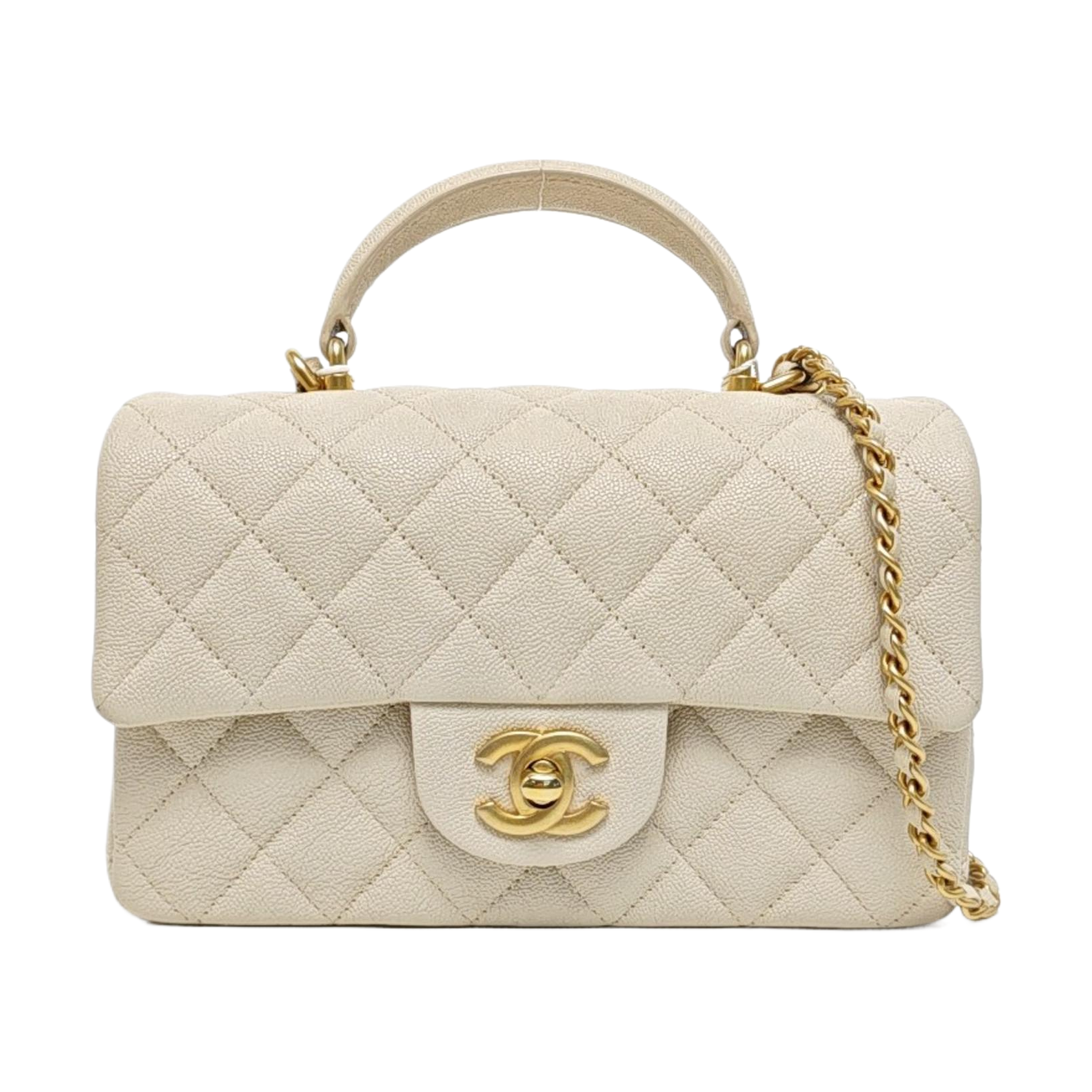 Quilted Grained Calfskin White