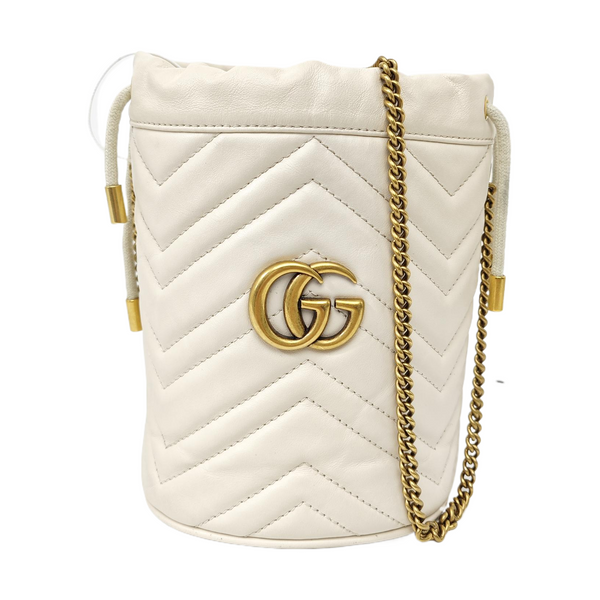 GG Marmont Mini Quilted Calfskin White