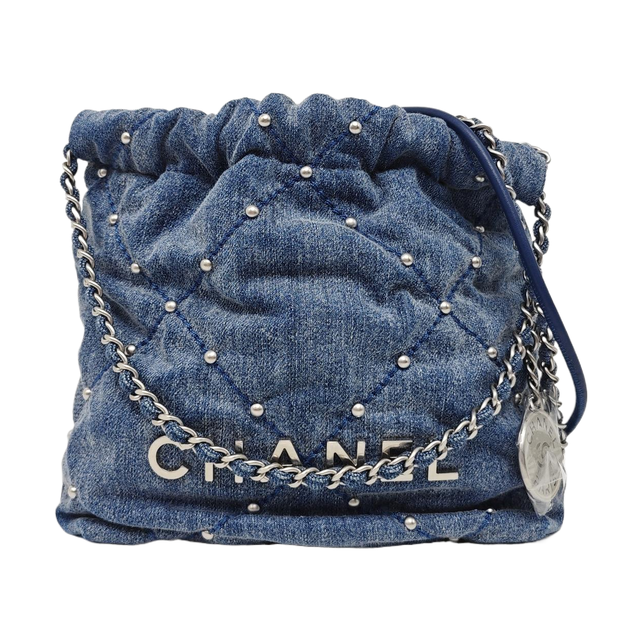 CHANEL 22 Mini Quilted Denim Blue