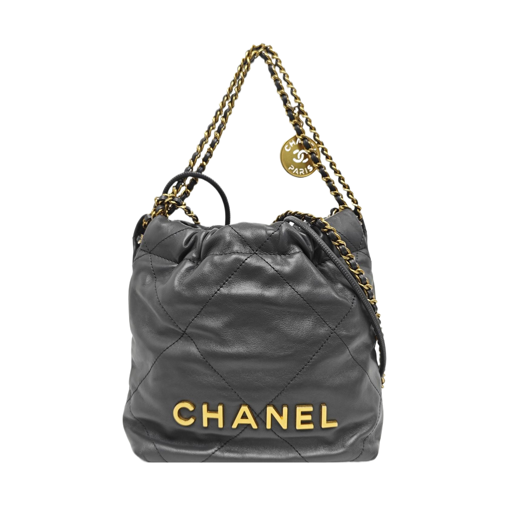 CHANEL 22 Mini Quilted Calfskin Gray