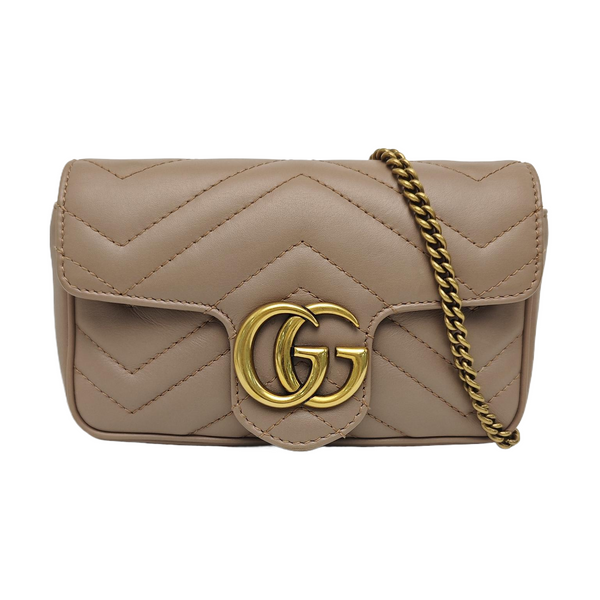 GG Marmont Mini Quilted Calfskin Beige