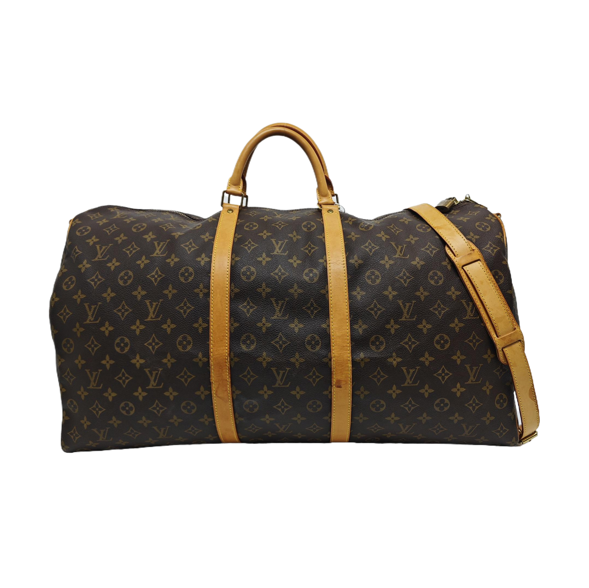 KEEPALL 60 Monogram Coated Canvas Brown