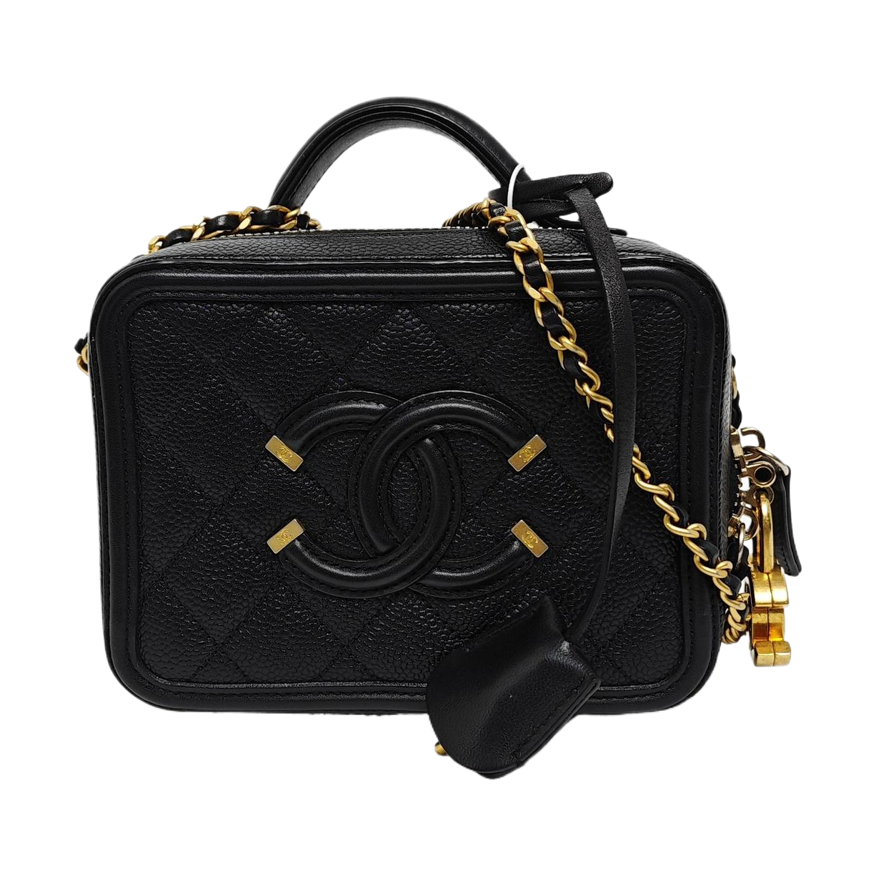 FILIGREE Small Quilted Grained Calfskin Black