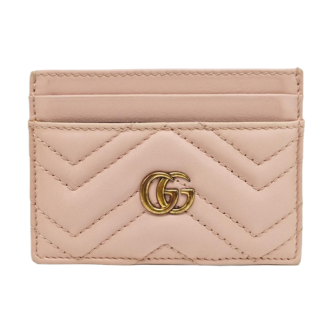 GG Marmont Mini Quilted Leather Pink Card Holder