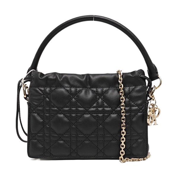 Cannage Lambskin Shoulder Bag Black