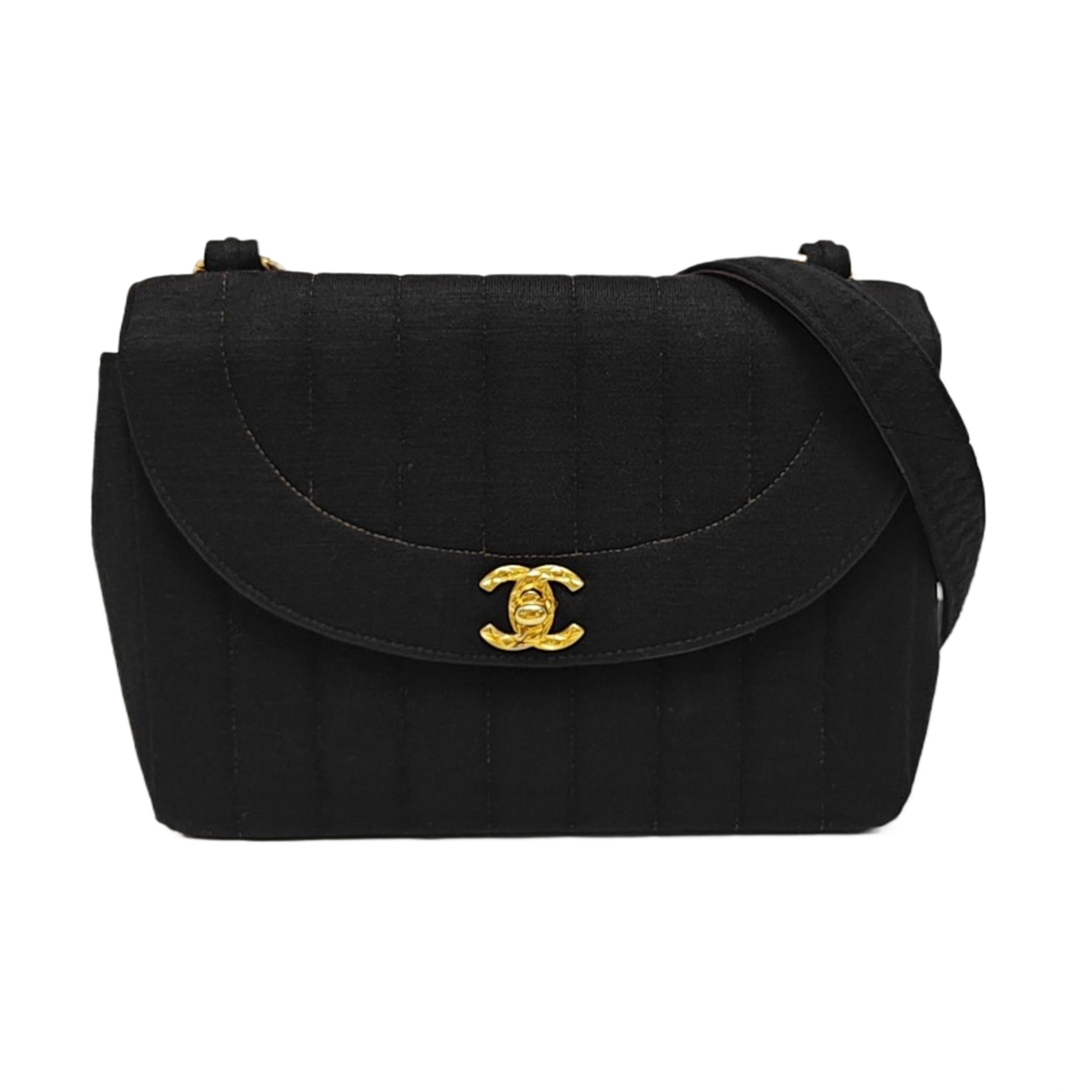 Quilted Fabric Shoulder Bag Black