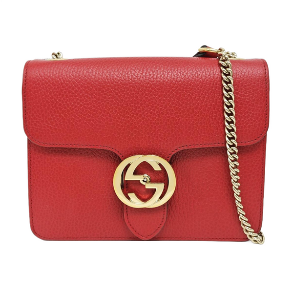Interlocking G Small Calfskin Red