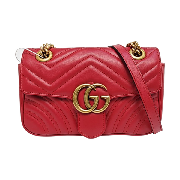 GG Marmont Small Quilted Calfskin Red