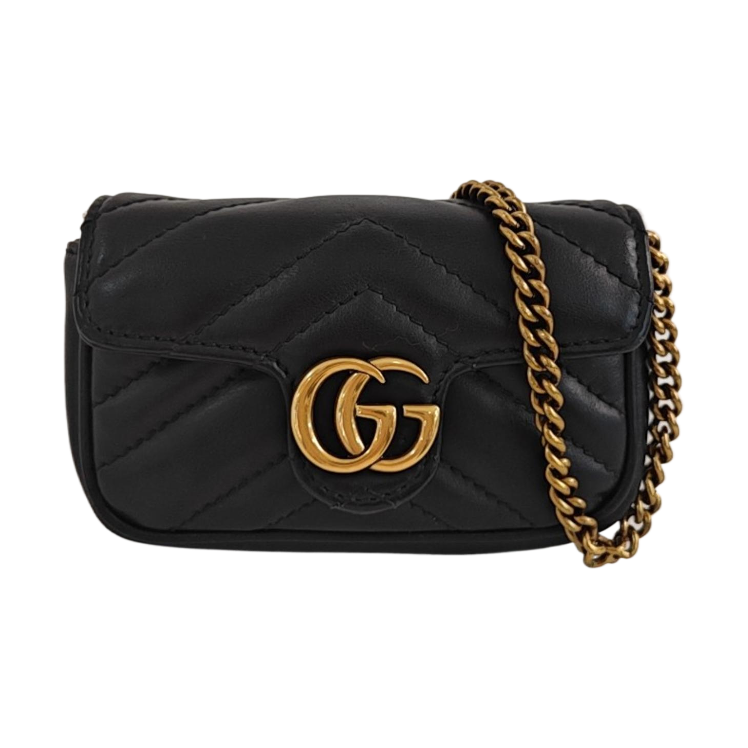 GG Marmont Super Mini Quilted Calfskin Black