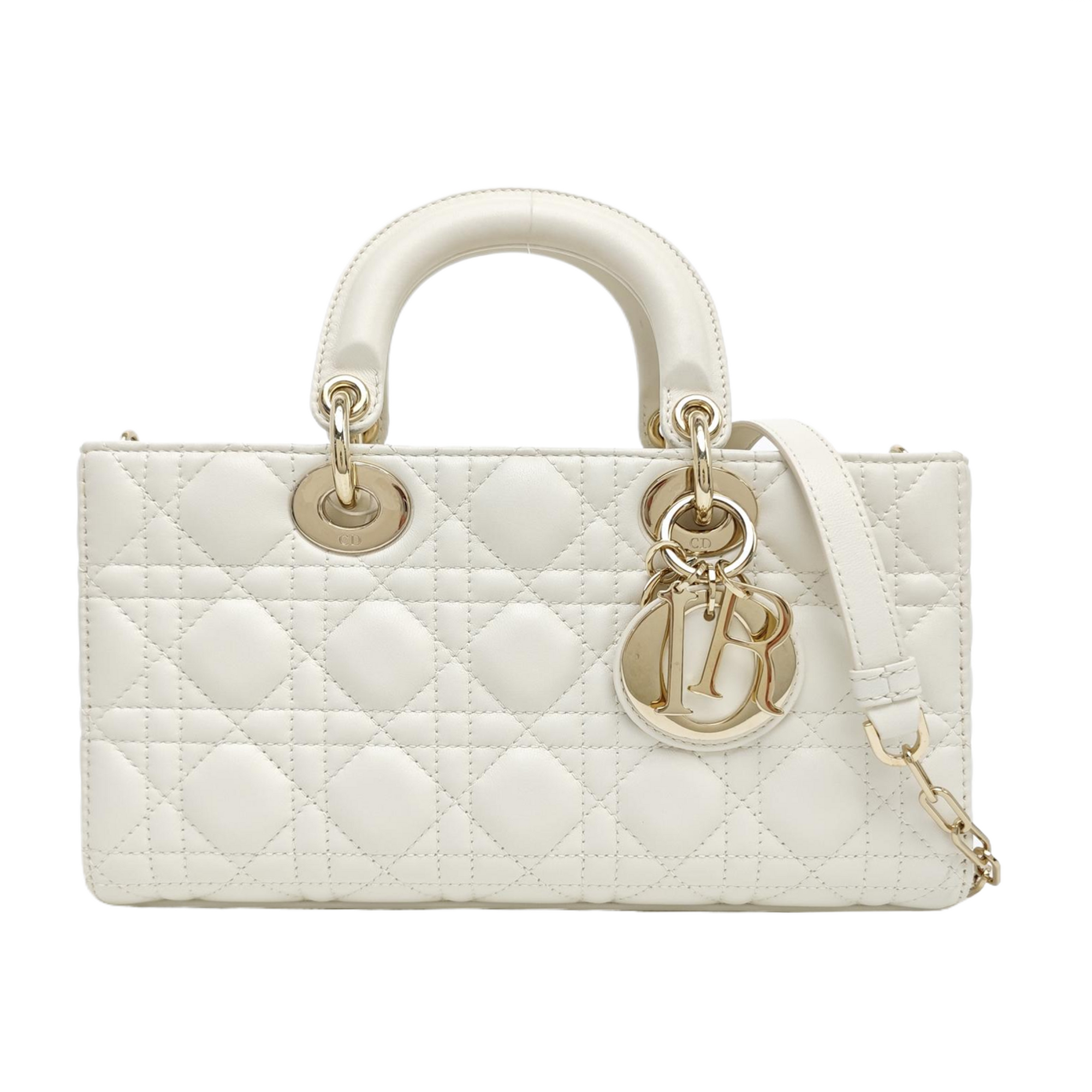Lady D-Joy Medium Cannage Lambskin White