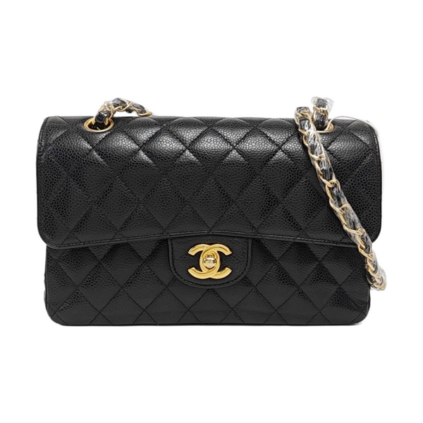 CLASSIC FLAP Small Quilted Grained Calfskin Black