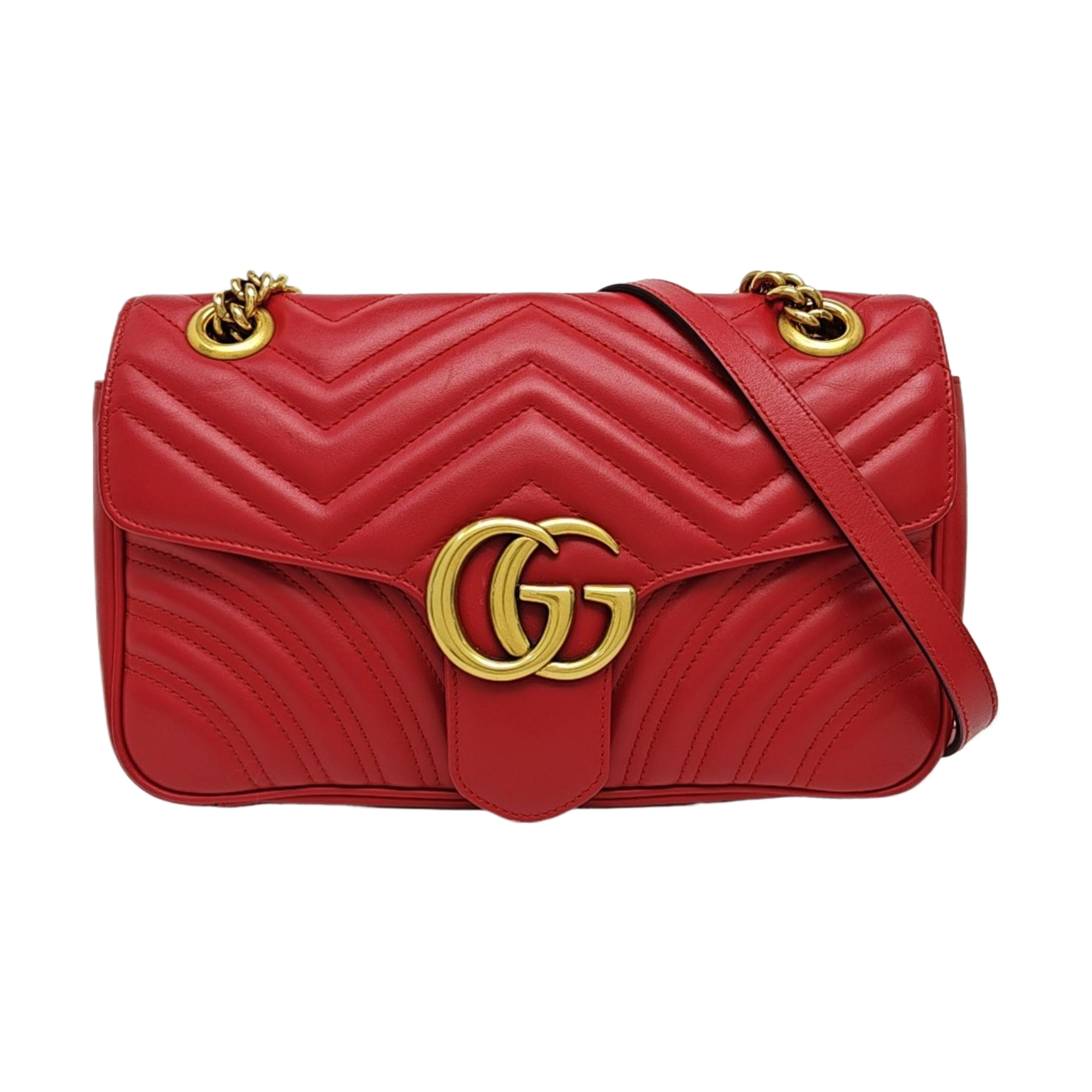 GG Marmont Medium Quilted Calfskin Red