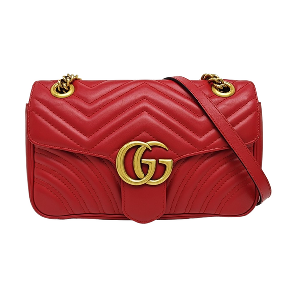 GG Marmont Medium Quilted Calfskin Red