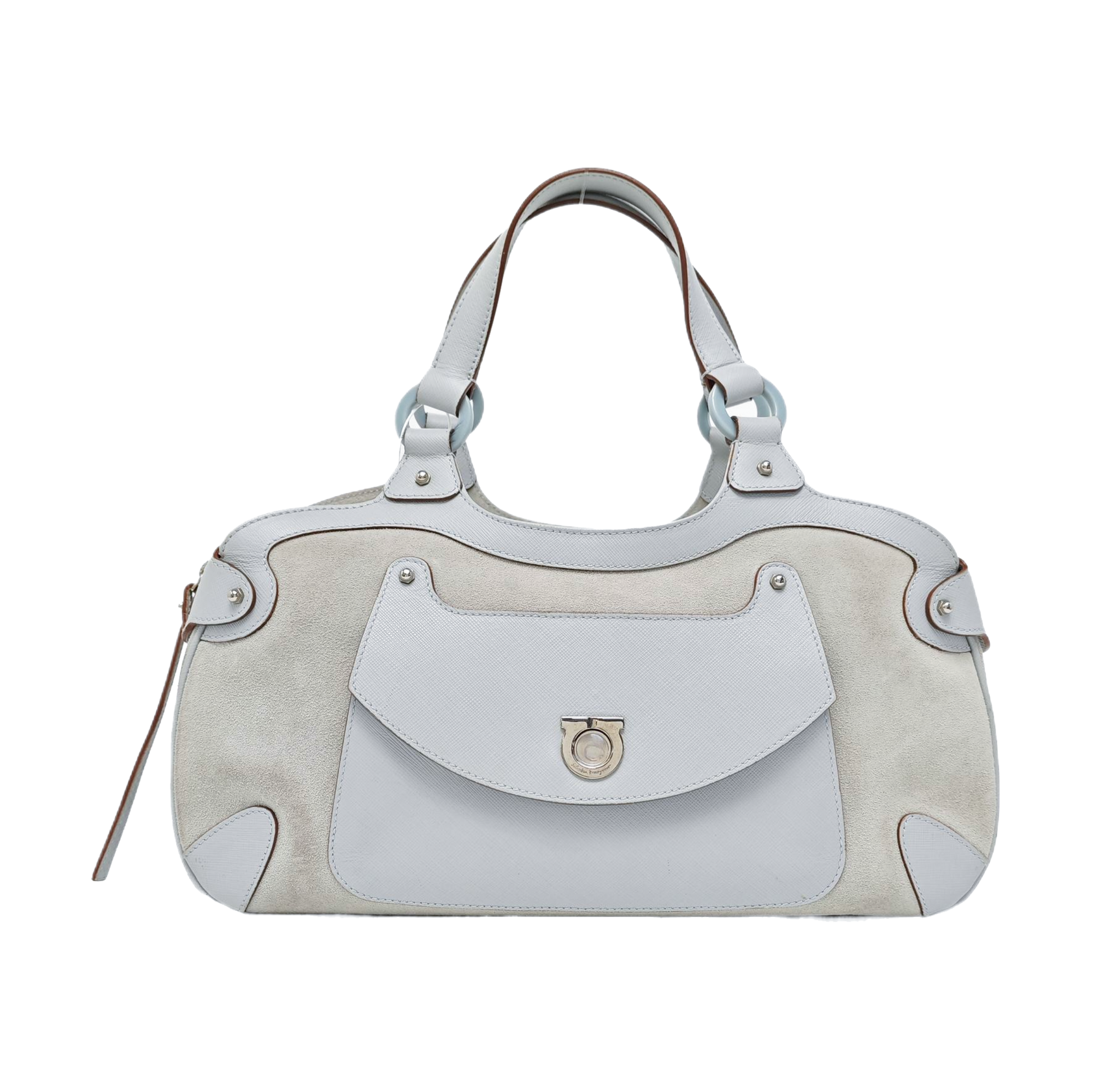 Suede Top Handle Bag Blue