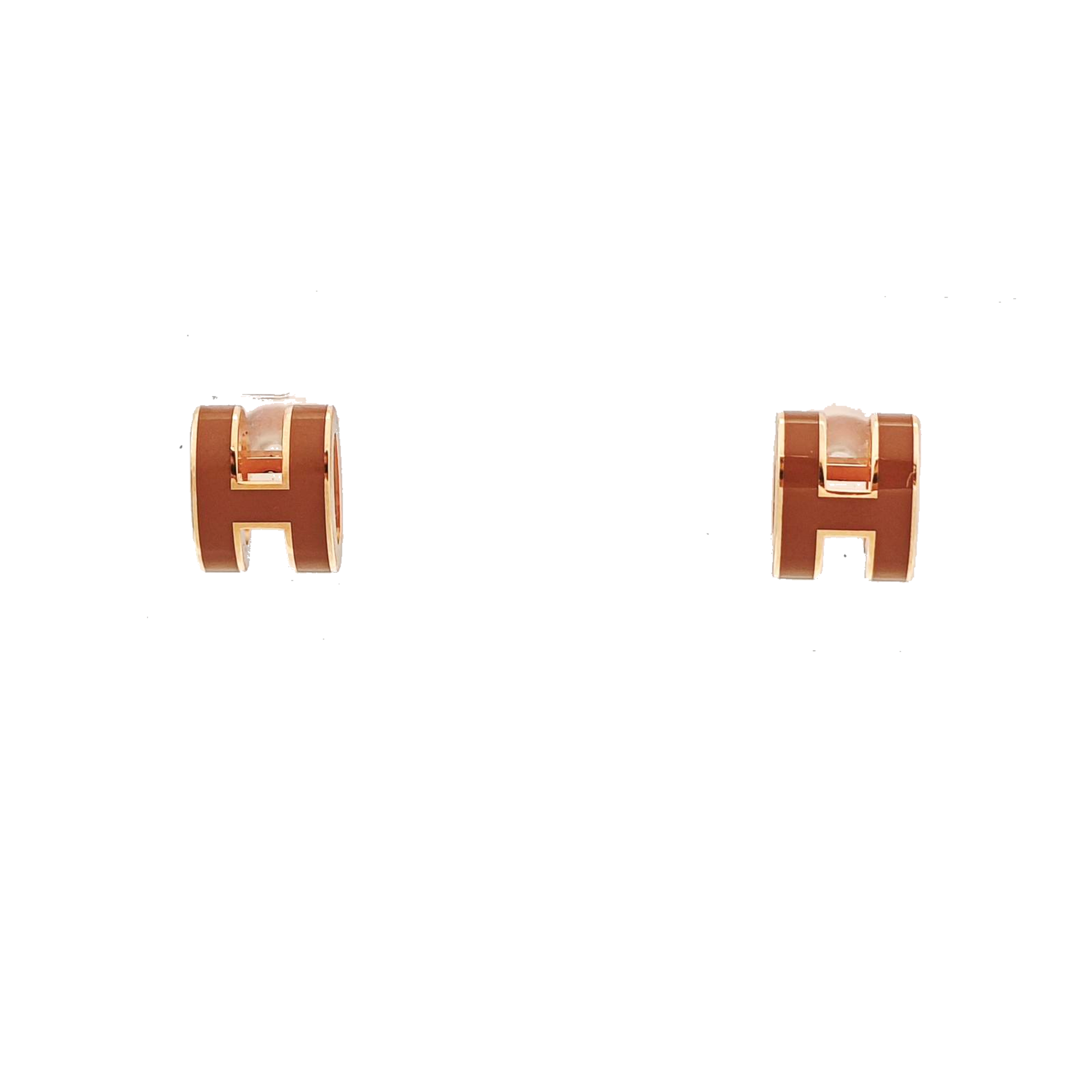 Pop H Metal Brown Stud Earrings