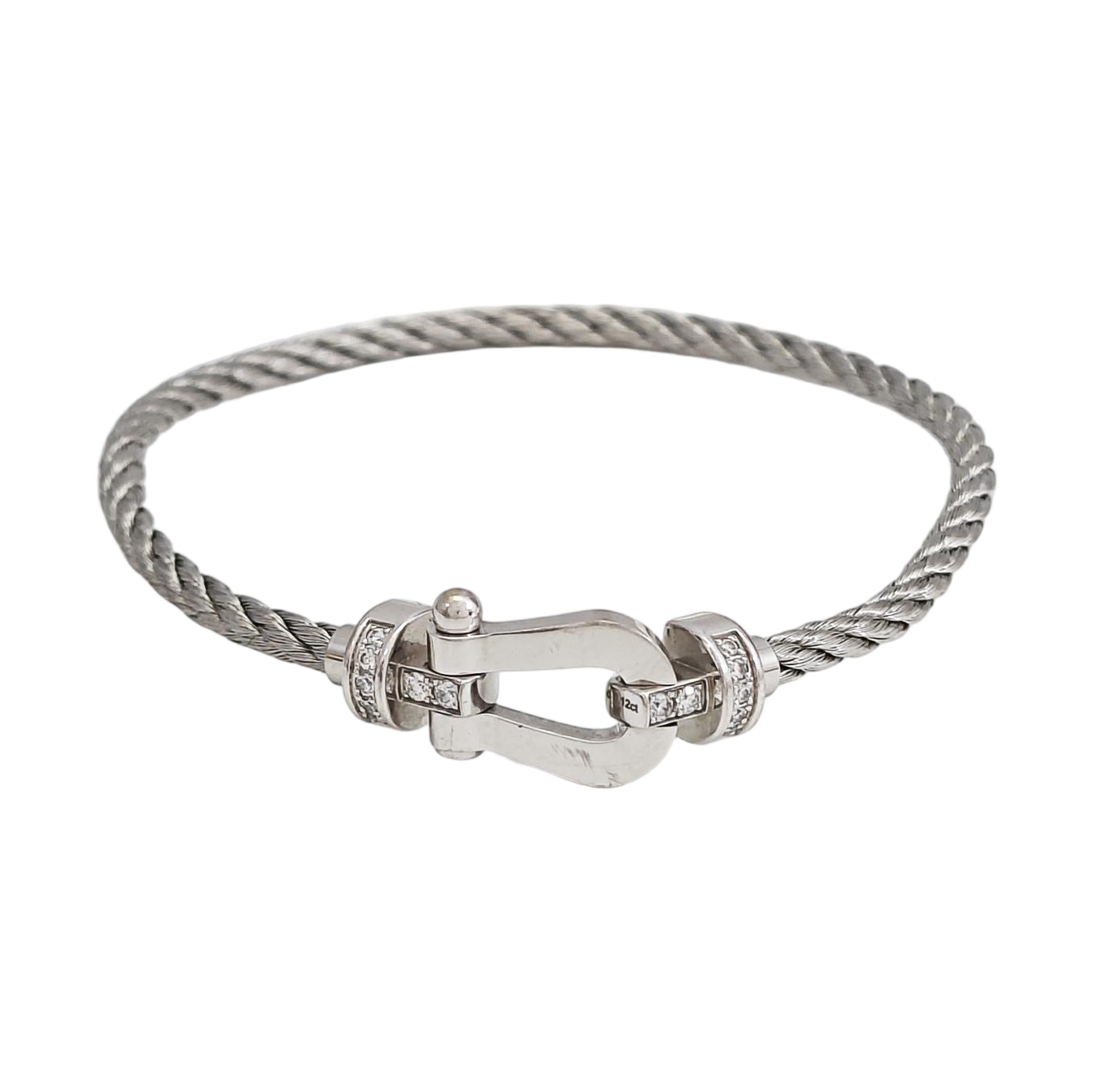Force 10 18k White Gold Silver Bangle