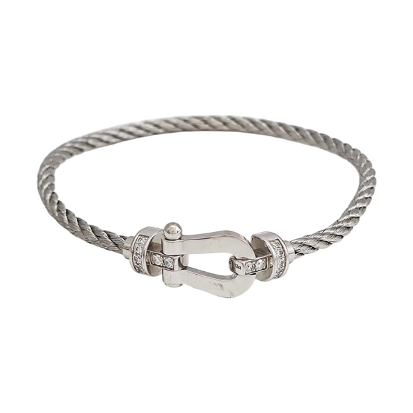 Force 10 18k White Gold Silver Bangle