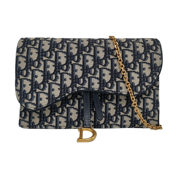 Authenticated pre-owned  Saddle Medium Oblique Canvas Blue - Shoulder Bag at Looply