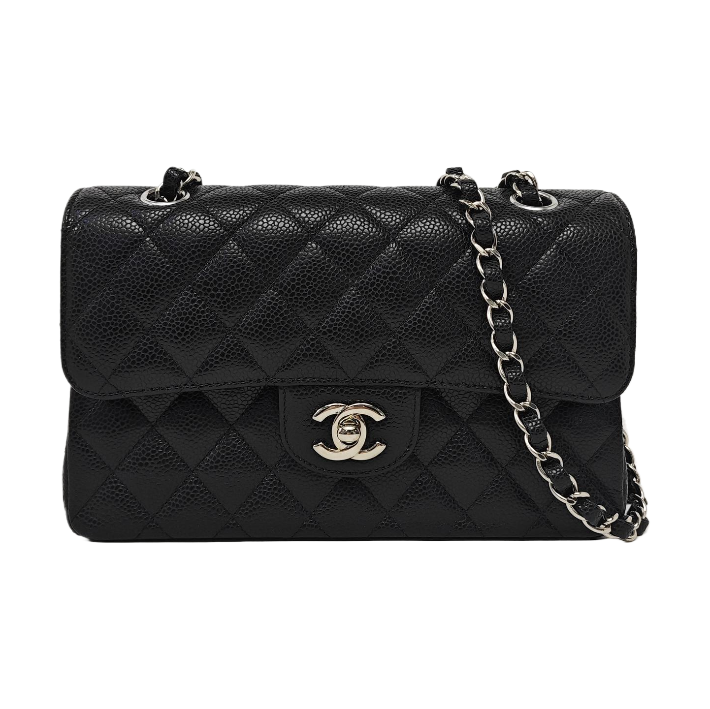 CLASSIC FLAP Small Quilted Grained Calfskin Black