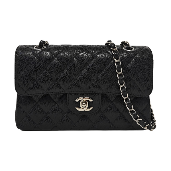 CLASSIC FLAP Small Quilted Grained Calfskin Black