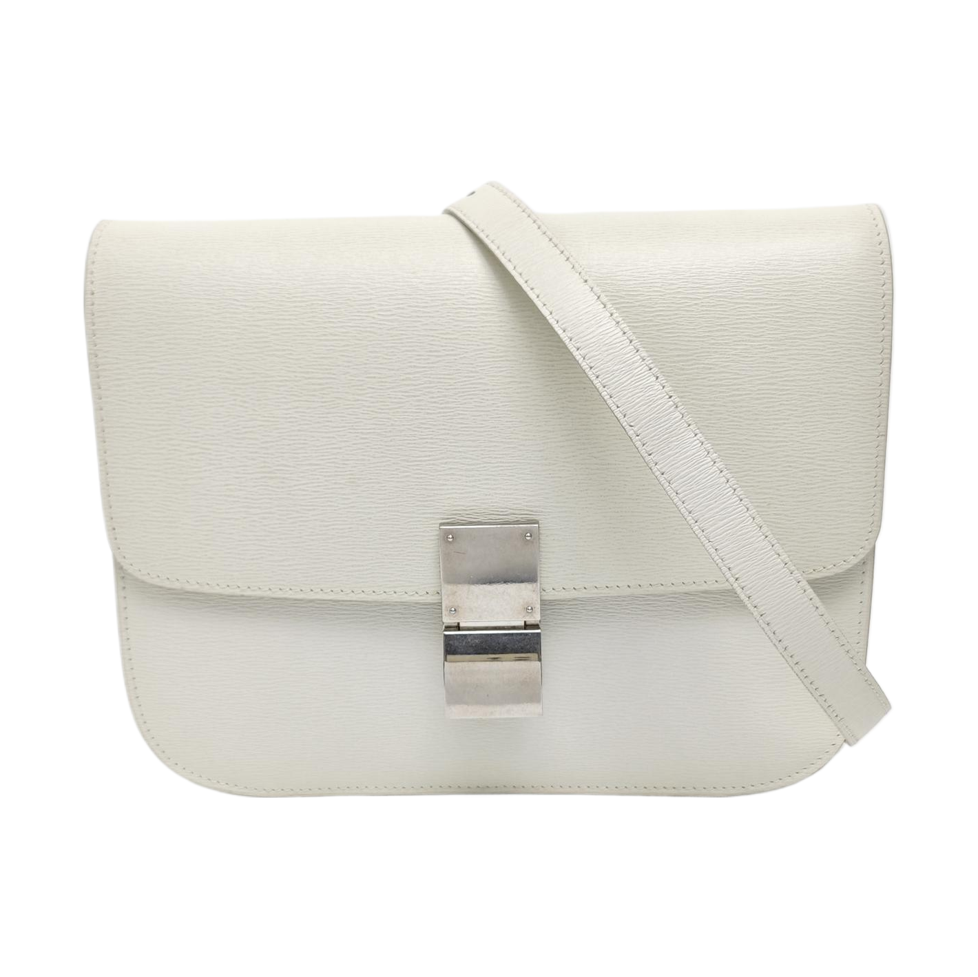 Authenticated pre-owned  CLASSIC BOX Medium Calfskin White - Crossbody Bag at Looply