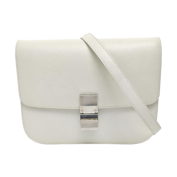 Authenticated pre-owned  CLASSIC BOX Medium Calfskin White - Crossbody Bag at Looply