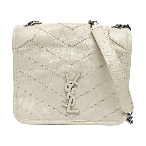 NIKI Mini Chevron Calfskin White