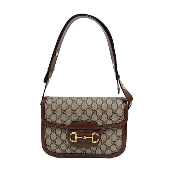 Horsebit 1955 Medium Monogram Coated Canvas Beige