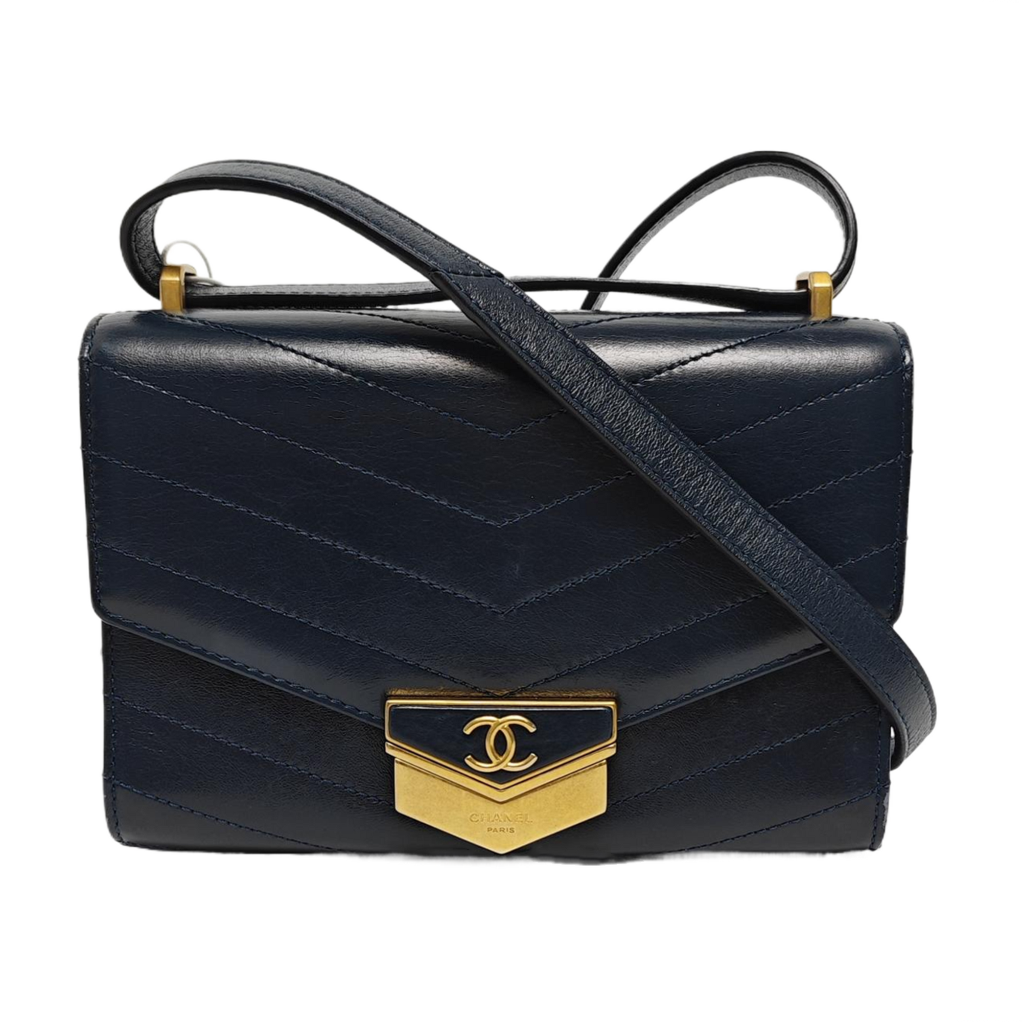 MEDAL ENVELOPE Chevron Calfskin Blue