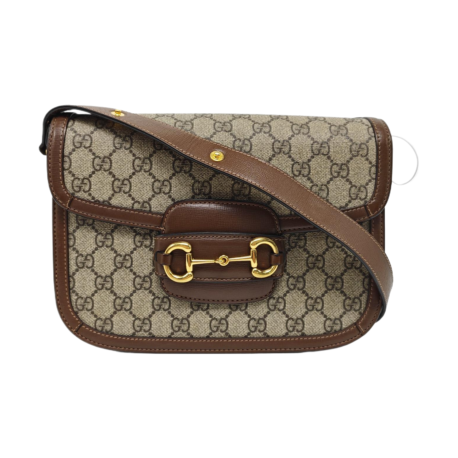 Horsebit 1955 Medium Monogram Coated Canvas Beige