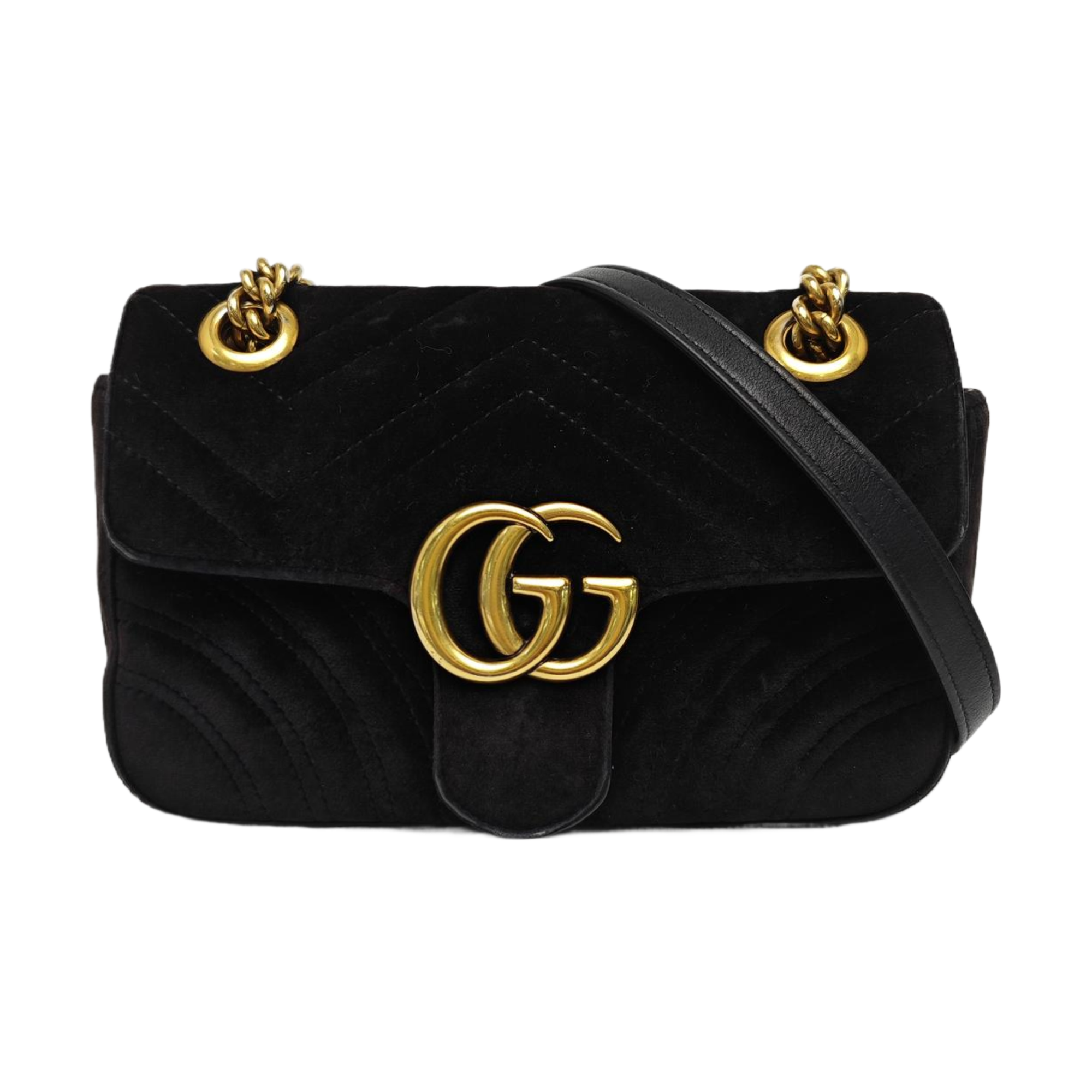 GG Marmont Small Quilted Velvet Black