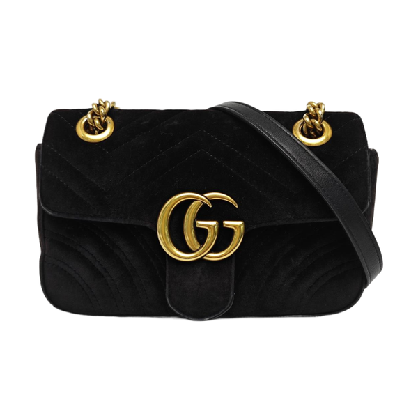 GG Marmont Small Quilted Velvet Black