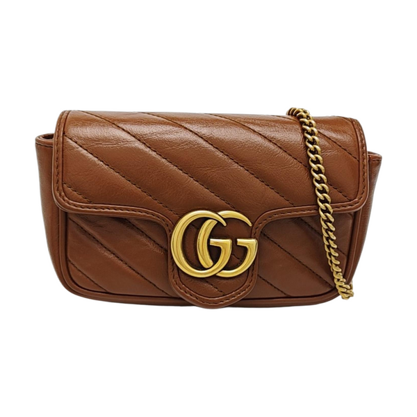 GG Marmont Mini Quilted Calfskin Brown