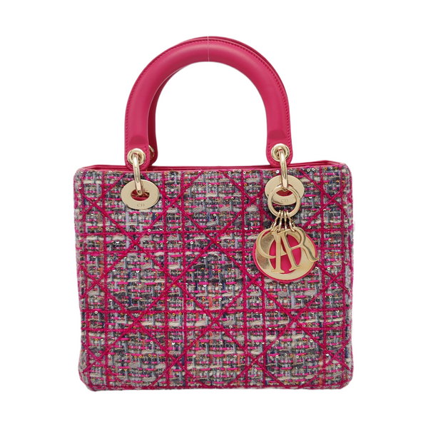 Authenticated pre-owned  Lady Dior Medium Cannage Fabric Multicolor - Tote Bag at Looply