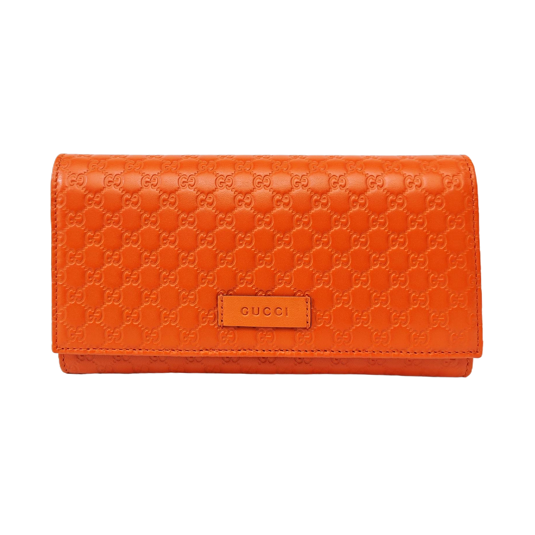 Microguccissima Monogram Calfskin Orange Wallet