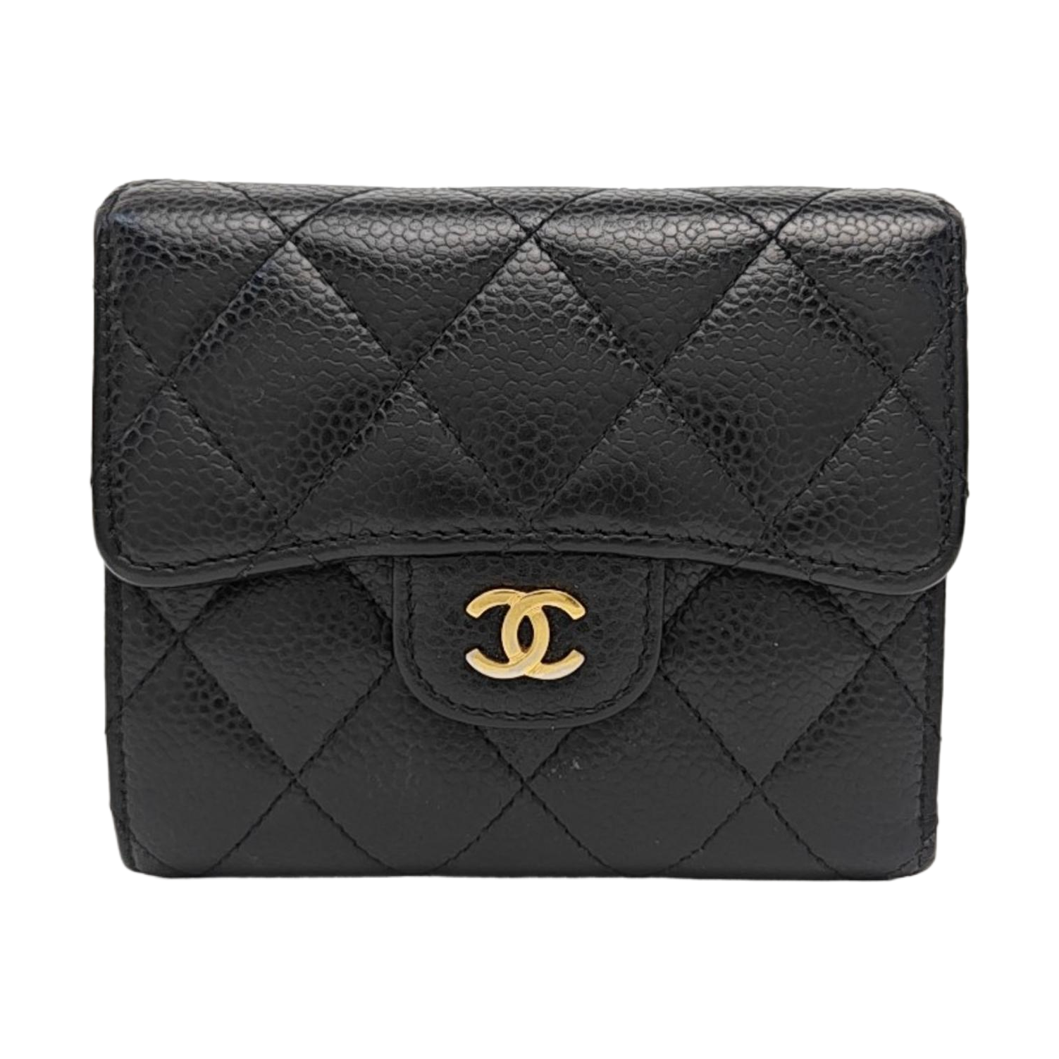 Quilted Grained Calfskin Wallet Black
